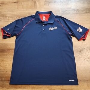 Majestic Washington Nationals Polo Shirt Cool Base Performance Dark Blue Geo
